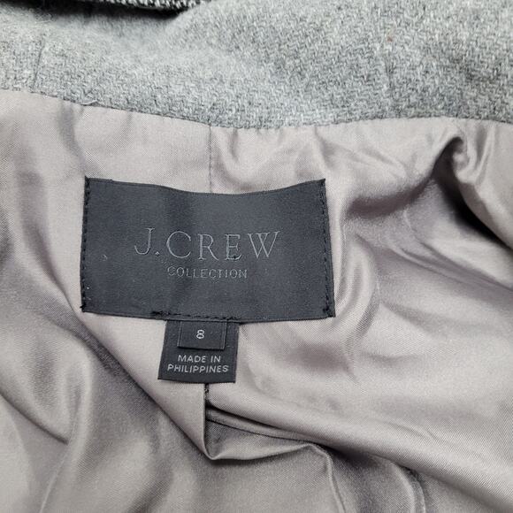 J. Crew Collection gray tweed wool houndstooth duffel hooded toggle coat - Picture 8 of 9